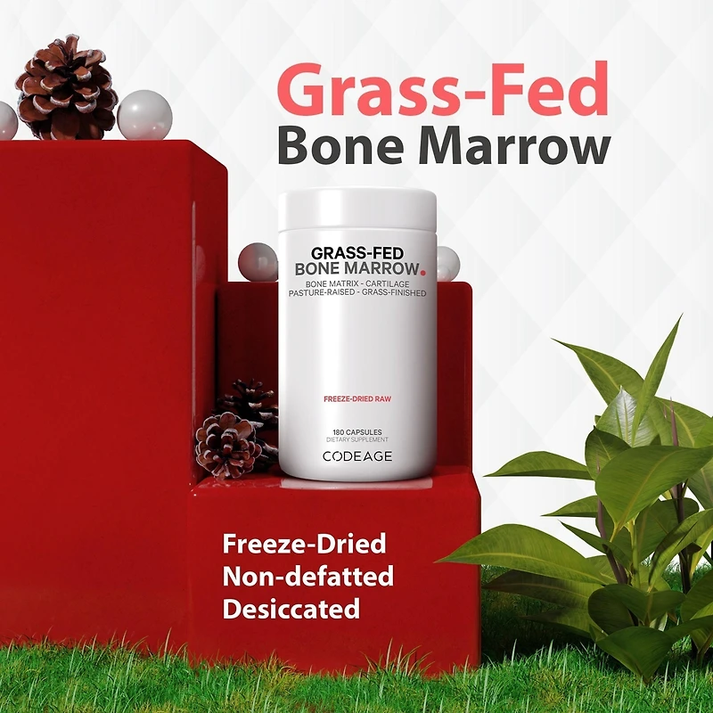Codeage Grass Fed Bone Marrow Supplement - Freeze Dried, Non-Defatted, & Desiccated Beef Bone Marrow Pills