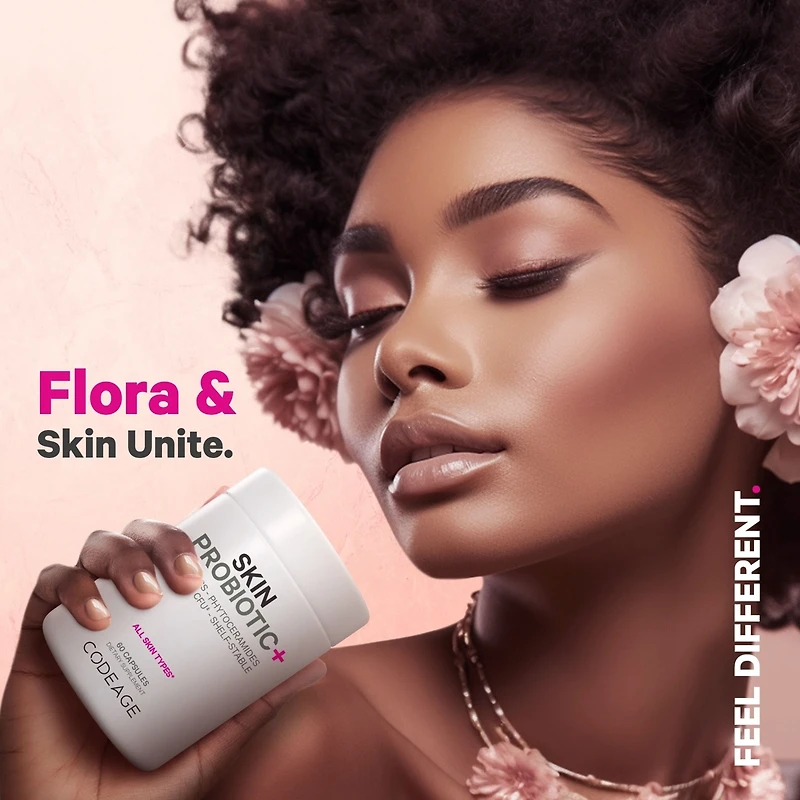 Codeage Skin Probiotics + Prebiotics - Skin Care Routine Supplement - 50 Billion Cfu - Ayurvedic Botanical Herbs - Face Probiotics