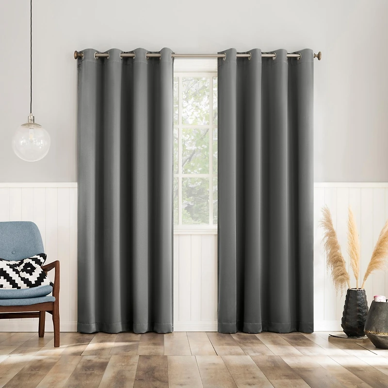 Brandon Magnetic Closure Room Darkening Grommet Curtain Panel Pair