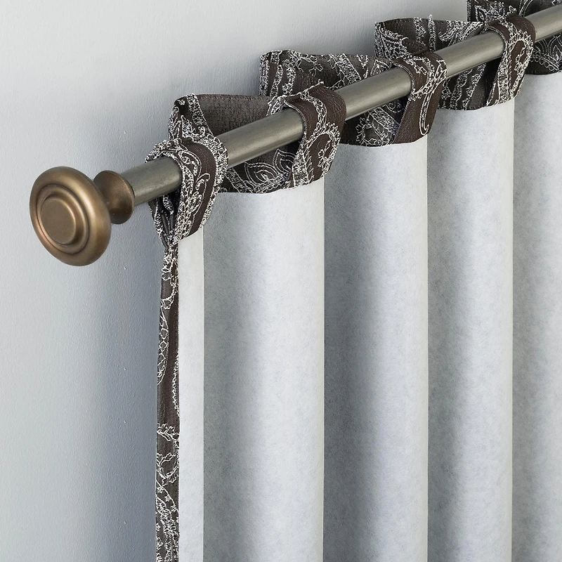 Pedra Paisley Embroidery 100% Blackout Back Tab Curtain Panel