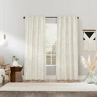 Pedra Paisley Embroidery 100% Blackout Back Tab Curtain Panel