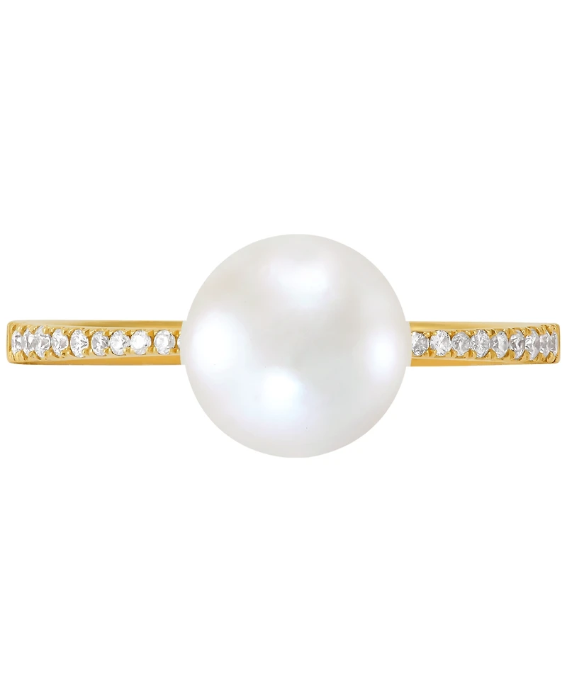 Honora Cultured Freshwater Pearl (8mm) & Diamond (1/10 ct. t.w.) Ring in 10k Gold