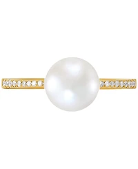 Honora Cultured Freshwater Pearl (8mm) & Diamond (1/10 ct. t.w.) Ring in 10k Gold