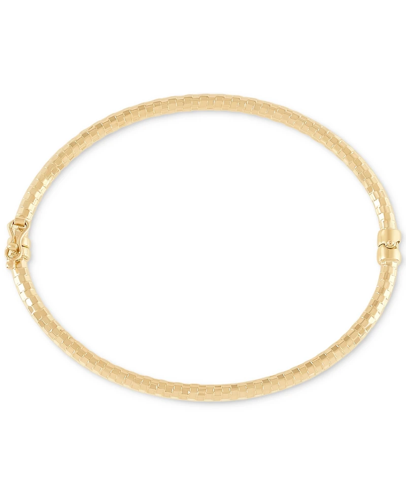 Italian Gold Textured Disco-Cut Hinged Bangle Bracelet in 10k Gold