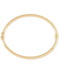 Italian Gold Textured Disco-Cut Hinged Bangle Bracelet in 10k Gold