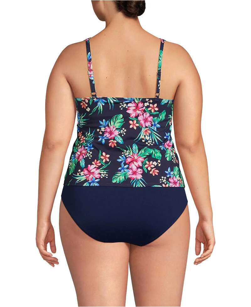 Lands' End Plus Chlorine Resistant One Piece Scoop Neck Fauxkini Swimsuit