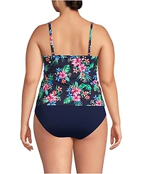 Lands' End Plus Chlorine Resistant One Piece Scoop Neck Fauxkini Swimsuit