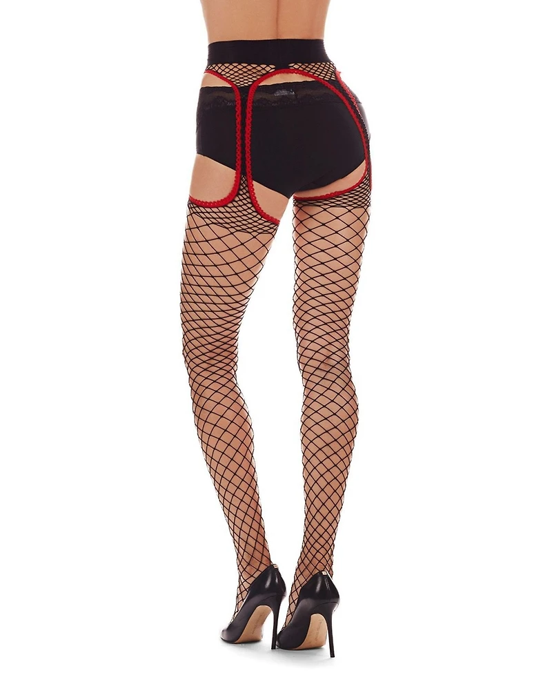 MeMoi Women's Capture Me Fishnet Cutout Suspender Tight
