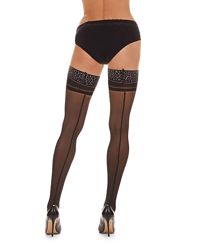 MeMoi Women's Animal Instinct Backseam Sheer Thigh Highs