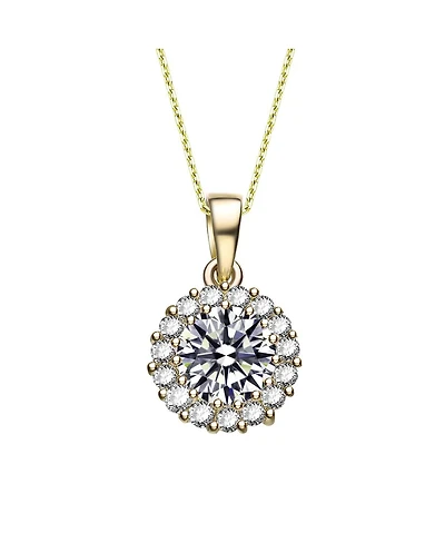 Sterling Silver with Colored Round Cubic Zirconia Halo Necklace