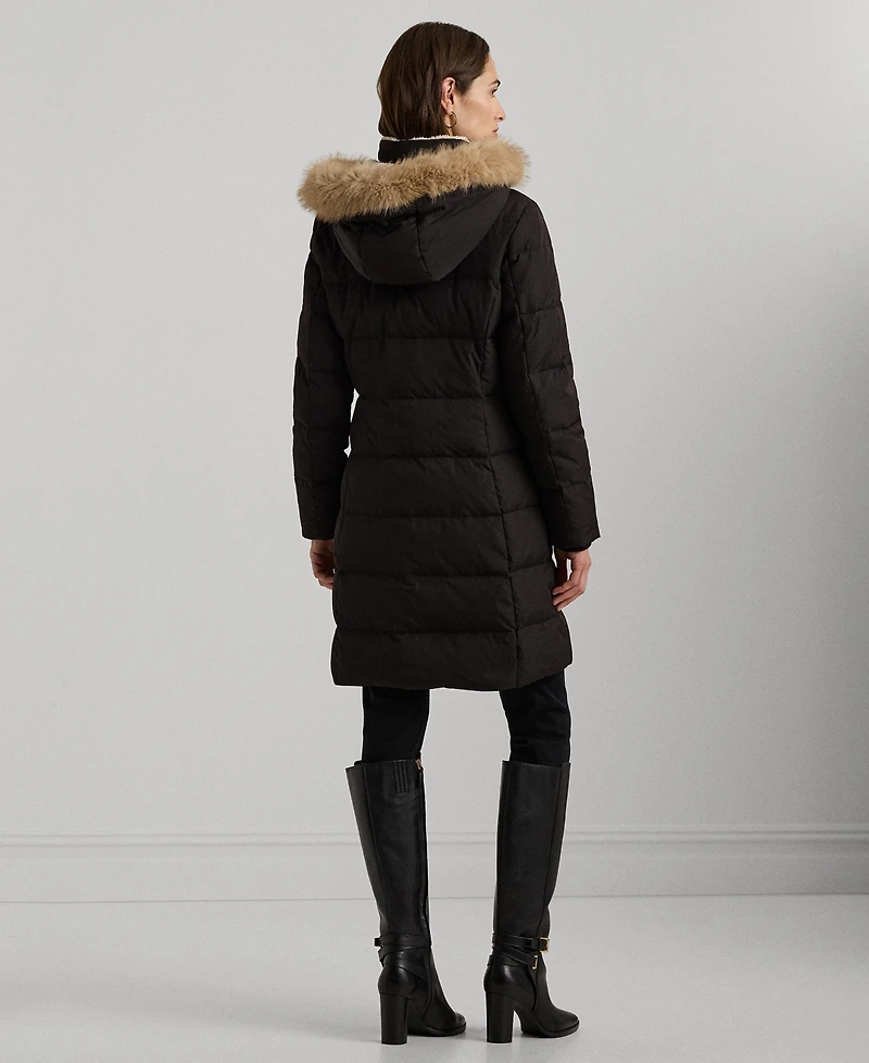 Lauren Ralph Petite Faux-Fur-Trim Hooded Puffer Coat