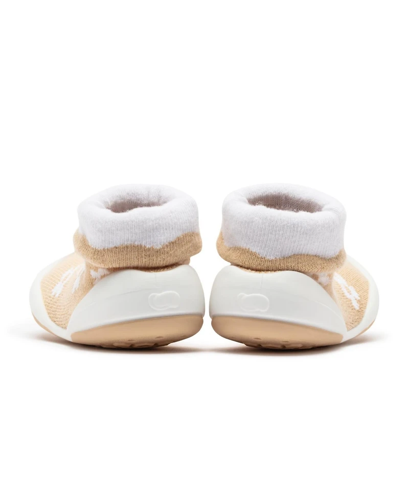 Komuello Infant Girl Breathable Washable Non-Slip Sock Shoes Daisies - Latte