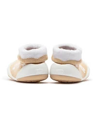 Komuello Infant Girl Breathable Washable Non-Slip Sock Shoes Daisies - Latte