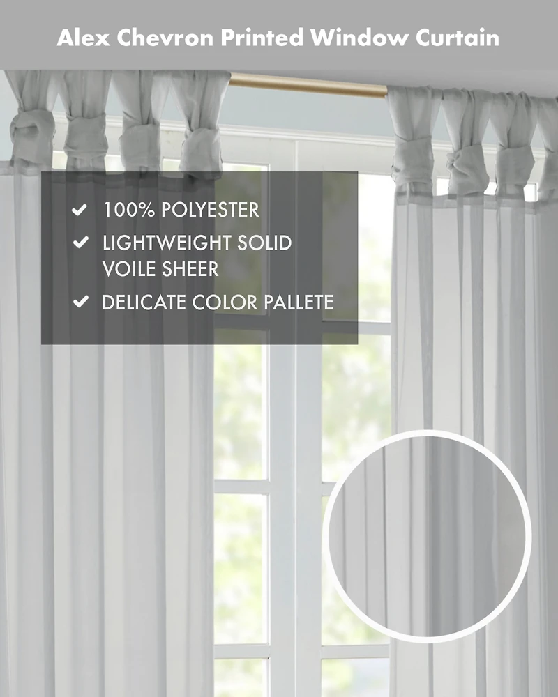 Madison Park Ceres Twist Tab Voile Sheer Window Curtain Pair, 50"W x 95"L, 2 Pack