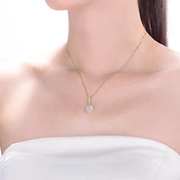 Sterling Silver Overlay Clear Cubic Zirconia Round Solitaire Necklace