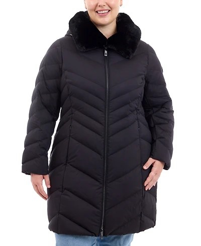 Michael Kors Plus Faux-Fur-Collar Packable Puffer Coat, Created for Macy's