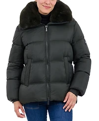 Michael Michael Kors Women's Faux-Fur-Collar Hooded Puffer Coat, Created for Macy's