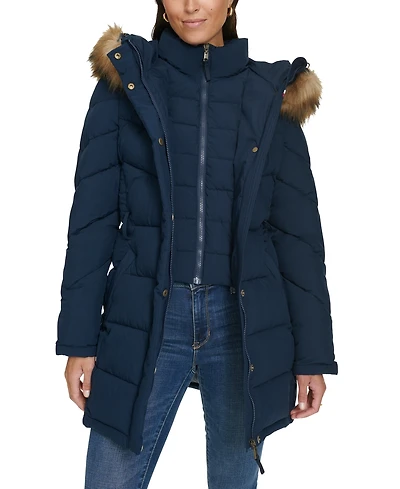 Tommy Hilfiger Women's Faux-Fur-Trim Hooded Puffer Coat, Created for Macy's