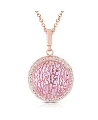 Sterling Silver 18K Rose Plated Cubic Zirconia Round Pink Pendant