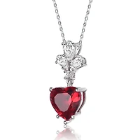Sophisticated Sterling Silver White Gold Plated with Colored Heart Shaped Cubic Zirconia Pendant
