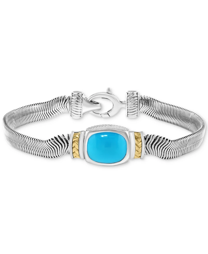 Effy Turquoise Snake Link Statement Bracelet in Sterling Silver & Gold-Plate