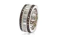 Suzy Levian Sterling Silver Cubic Zirconia White Baguette Modern Eternity Band Ring