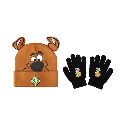 Scooby Doo Boys Knitted Cuff Hat with Gloves
