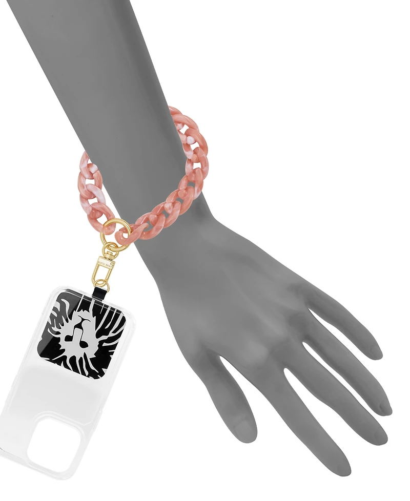 Anne Klein Women's Pink Plastic Acetate Chain Link Wrist Strap designed for iPhone