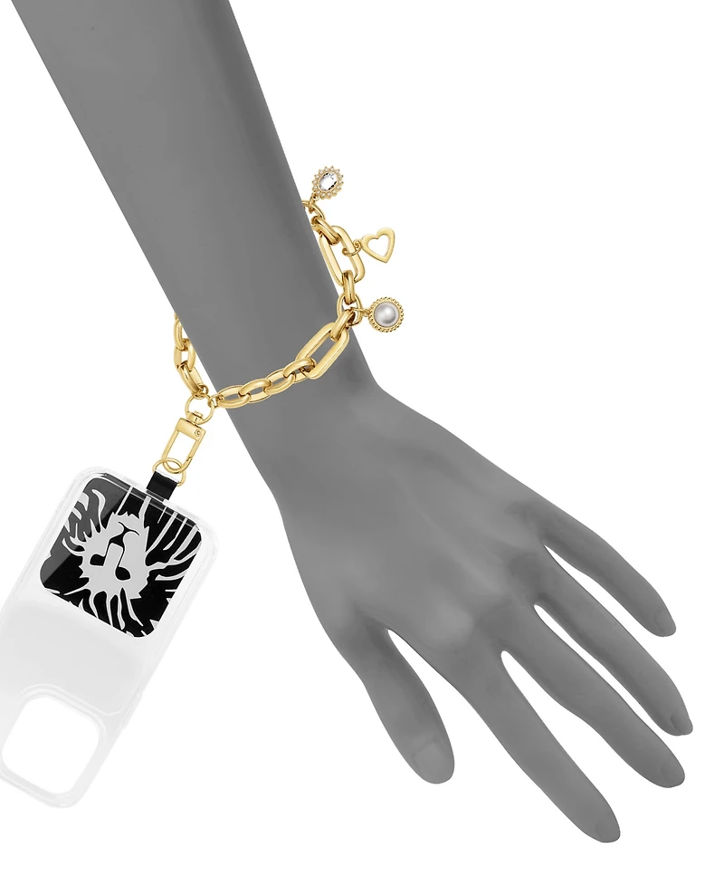 Anne Klein Women's Gold-Tone Alloy Metal Charm Chain Link Wrist Strap designed for iPhone