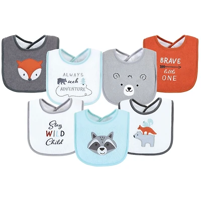 Hudson Baby Infant Boy Cotton Terry Drooler Bibs with Fiber Filling, Boy Dino, One Size