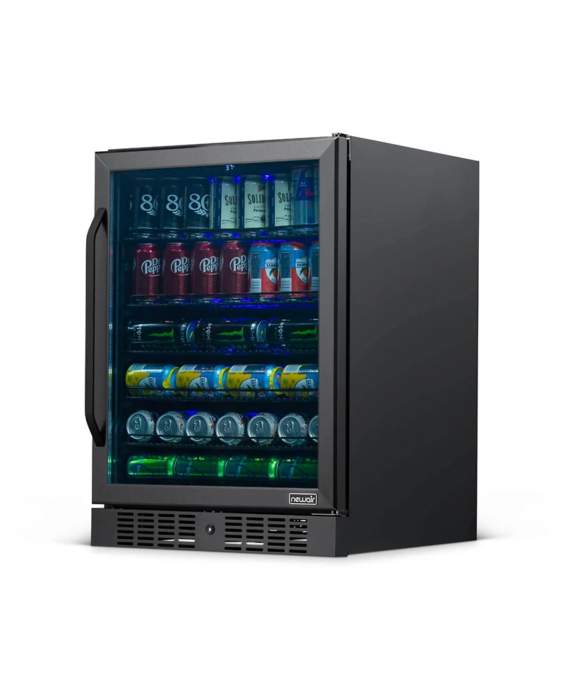 Newair 24" Built-in 177 Can Beverage Fridge in Stainless Steel with Precision Temperature Controls and Adjustable Shelves