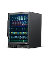 Newair 24" Built-in 177 Can Beverage Fridge in Stainless Steel with Precision Temperature Controls and Adjustable Shelves