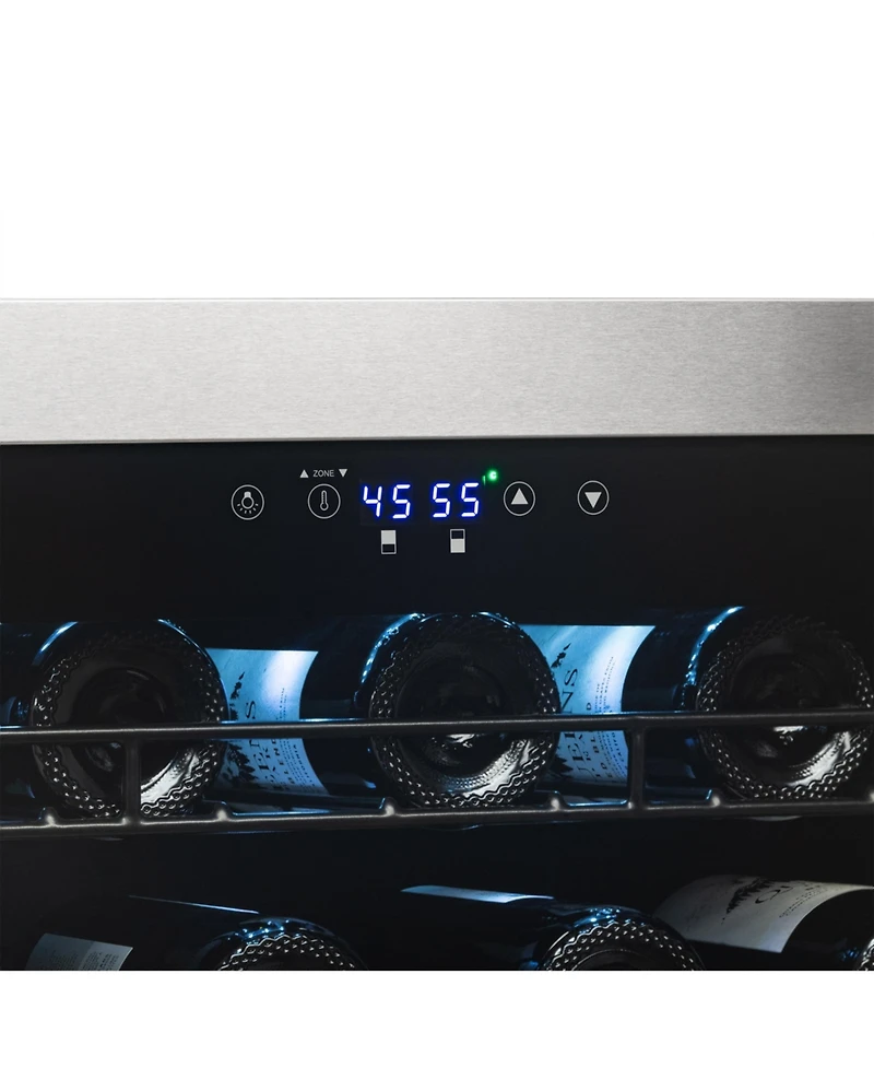Newair Freestanding 98 Bottle Dual Zone Compressor Wine Fridge with Low-Vibration Ultra-Quiet Inverter Compressor, Adjustable Racks and Exterior Digit