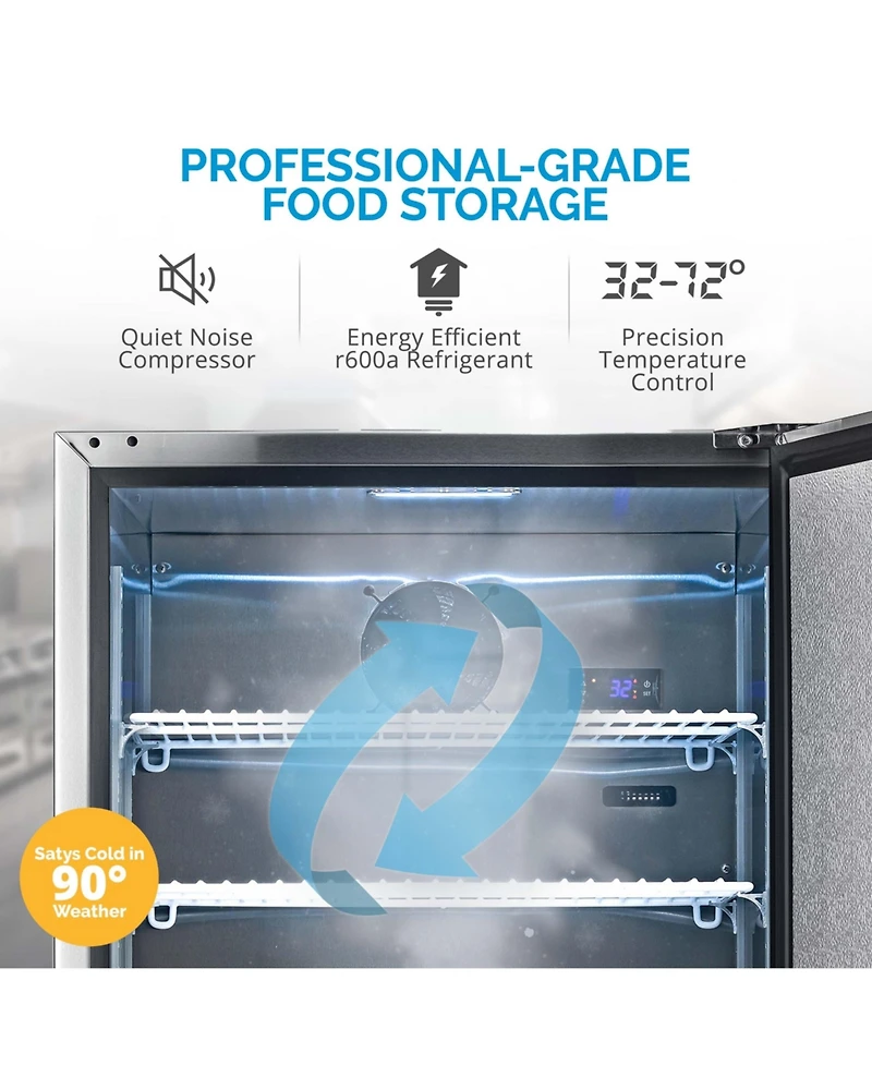 Newair 24" 5.3 Cu. Ft. Commercial Stainless Steel Built-in Beverage Refrigerator, Steel Interior, Weatherproof and Outdoor Rated