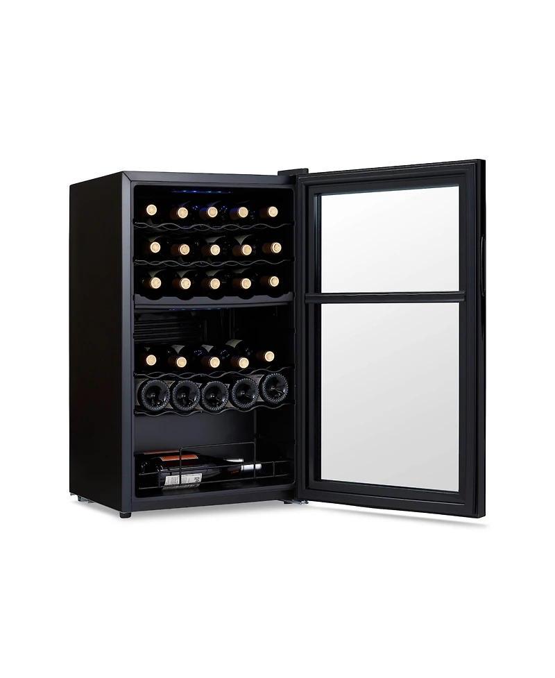 Newair Shadow Series Wine Cooler Refrigerator 33 Bottle Dual Temperature Zones, Freestanding Mirrored Wine Fridge with Double-Layer Tempered Glass Doo