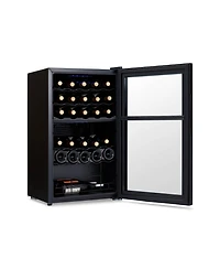 Newair Shadow Series Wine Cooler Refrigerator 33 Bottle Dual Temperature Zones, Freestanding Mirrored Wine Fridge with Double-Layer Tempered Glass Doo