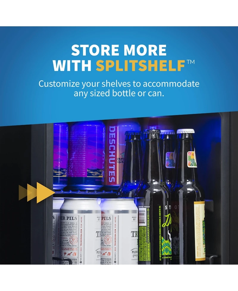 Newair 15" Premium Built-in Dual Zone 9 Bottle and 48 Can Wine and Beverage Fridge in Stainless Steel with SplitShelf