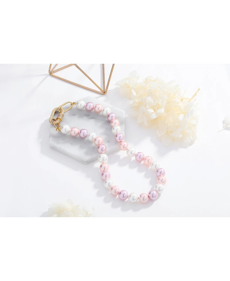 Shell Pearl Necklace with Gem-Encrusted Carabiner Lock (Large)