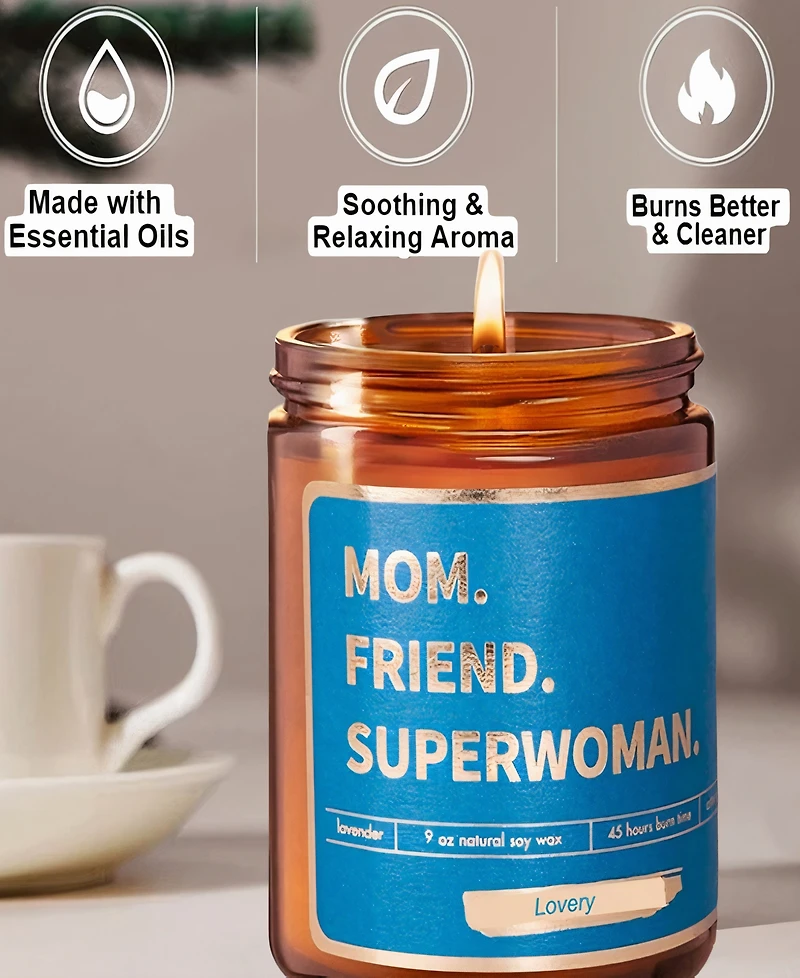 Lovery "Mom, Friend, Superwoman" Lavender-Scented Soy Wax Candle, 9 oz.