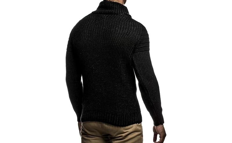 Leif Nelson Men's Knitted Winter Pullover with Shawl Collar Sweater Hoodie Sweatshirt Slim Fit Long Sleeve