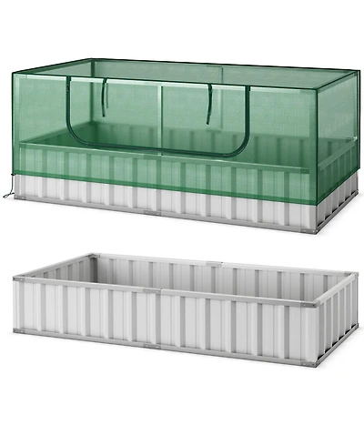 Slickblue Galvanized Raised Garden Bed with Greenhouse Cover