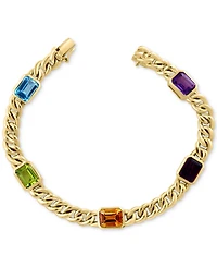 Effy Multi-Gemstone Cuban Link Statement Bracelet (9-1/10 ct. t.w.) in Gold-