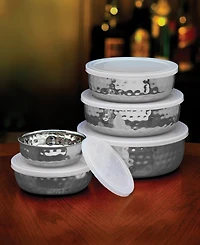 Godinger Hammered Silver-Tone Bowls and Lids, Set of 5