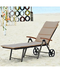 Slickblue Outdoor Chaise Lounge Chair Rattan Lounger Recliner