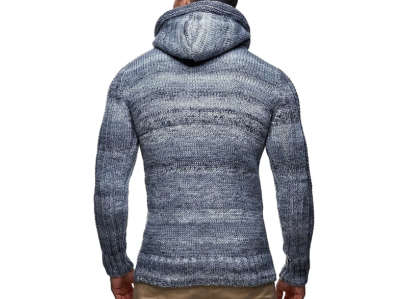 Leif Nelson Men s Knitted Pullover | Long-sleeved slim fit hoodie | Basic winter hoodie-sweater for Men