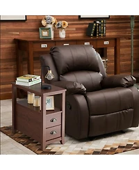 End Table Wooden with 2 Drawers and Shelf Bedside