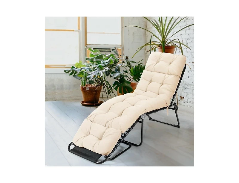Slickblue Outdoor Lounge Chaise Cushion with String Ties for Garden Poolside