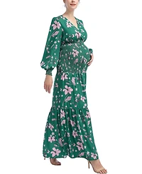 kimi + kai Maternity Floral Print Smocked Maxi Dress