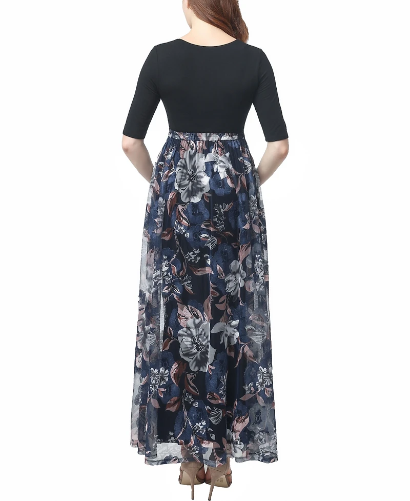 kimi + kai Maternity Annabelle Mesh Print Maxi Dress