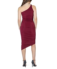 24seven Comfort Apparel One Shoulder Ruched Bodycon Dress